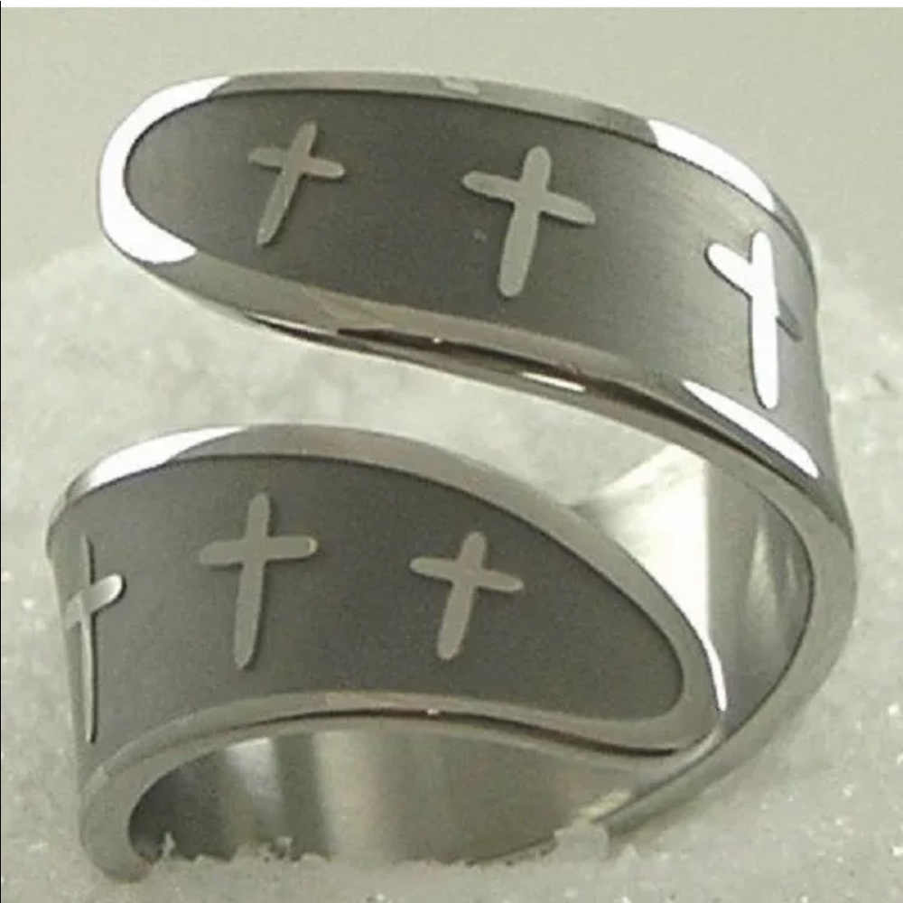 Cross Overlap Ring Stainless Steel Christian